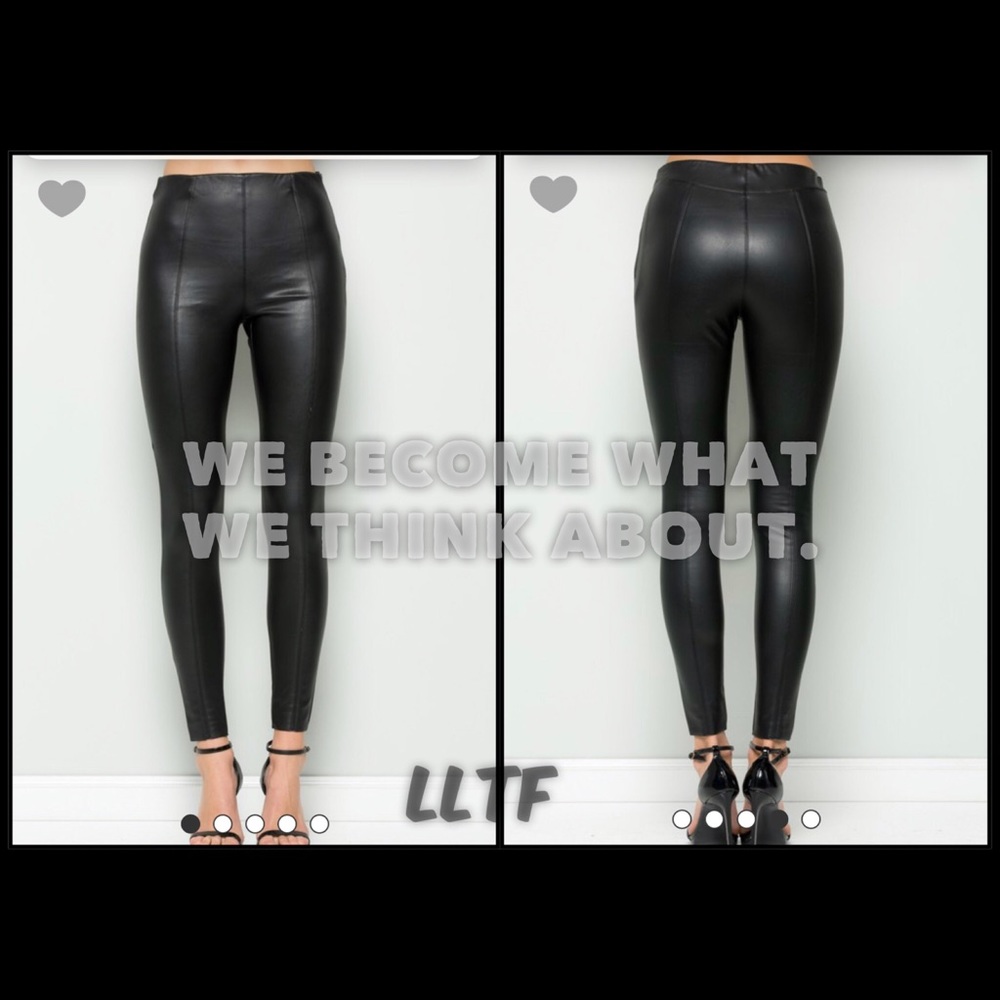 Fleece Lined Leather Leggings - Picture 6 of 8
